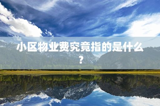 小区物业费究竟指的是什么？