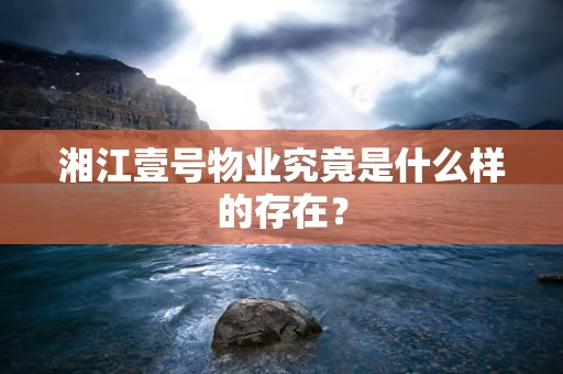 湘江壹号物业究竟是什么样的存在？