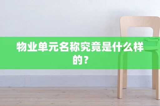 物业单元名称究竟是什么样的？
